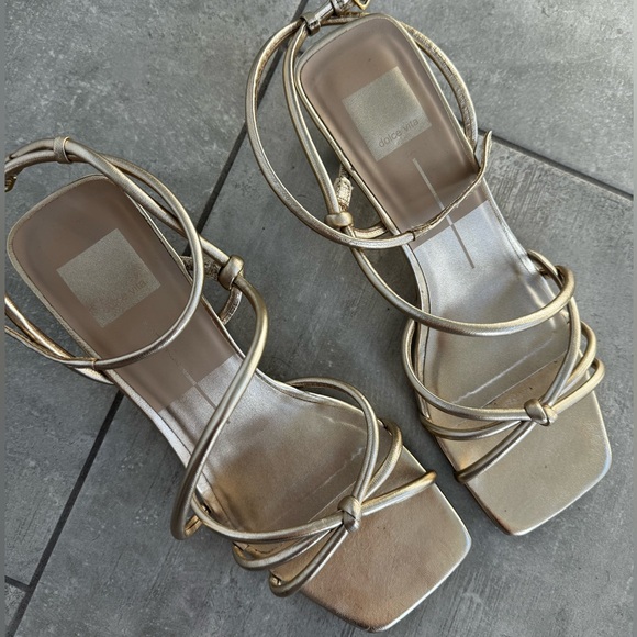 Dolce Vita Bev Strappy Heels Gold Leather 8 - Picture 1 of 5